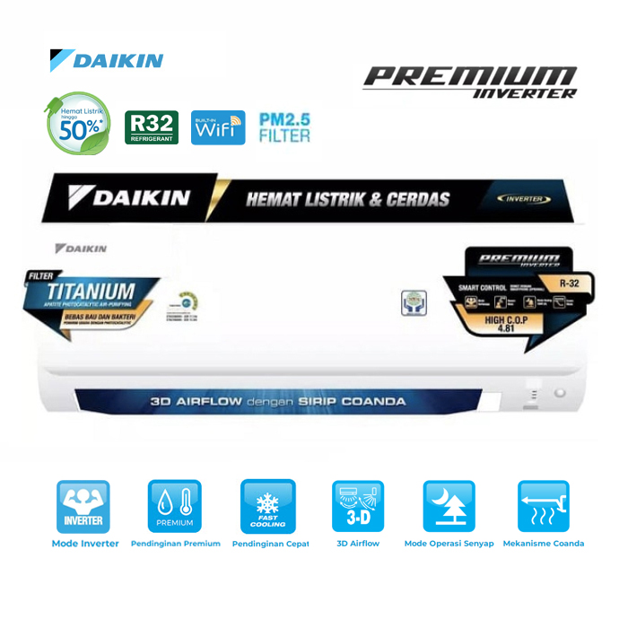 Daikin AC Split Premium High Inverter Thailand 2 PK - FTKM50SVM4 | FTKM50